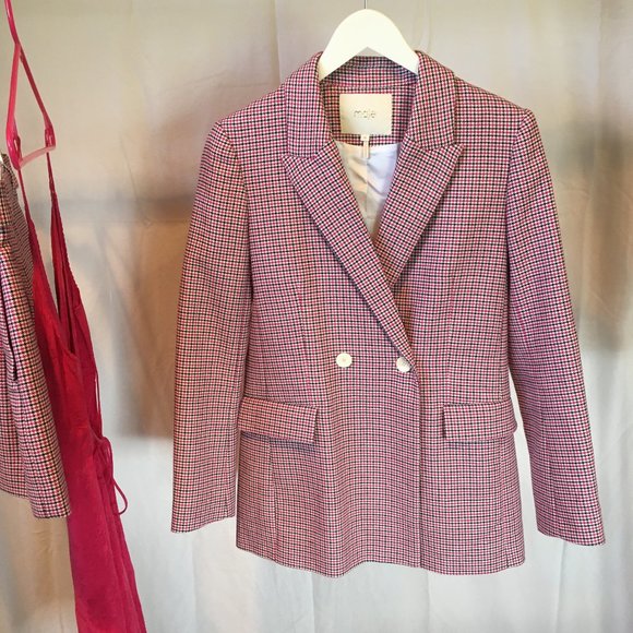 maje vic houndstooth blazer